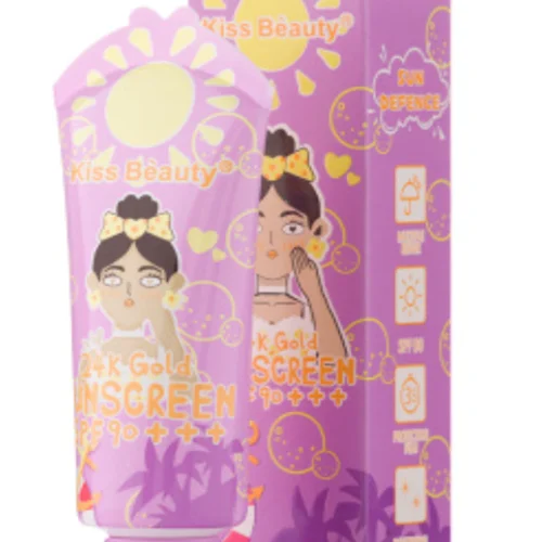 کرم ضد آفتاب کیس بیوتی بدون رنگ با SPF90 حاوی 24kgold حجم 75 میلی لیتر / KISS BEAUTY
