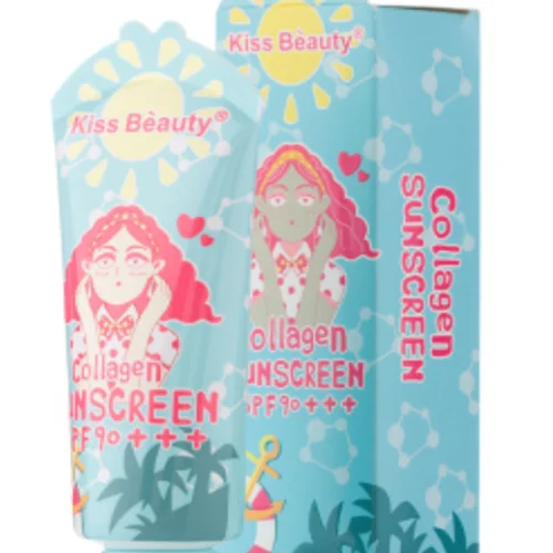 کرم ضد آفتاب کیس بیوتی بدون رنگ با SPF90 حاوی کلاژن حجم 75 میلی لیتر / KISS BEAUTY
