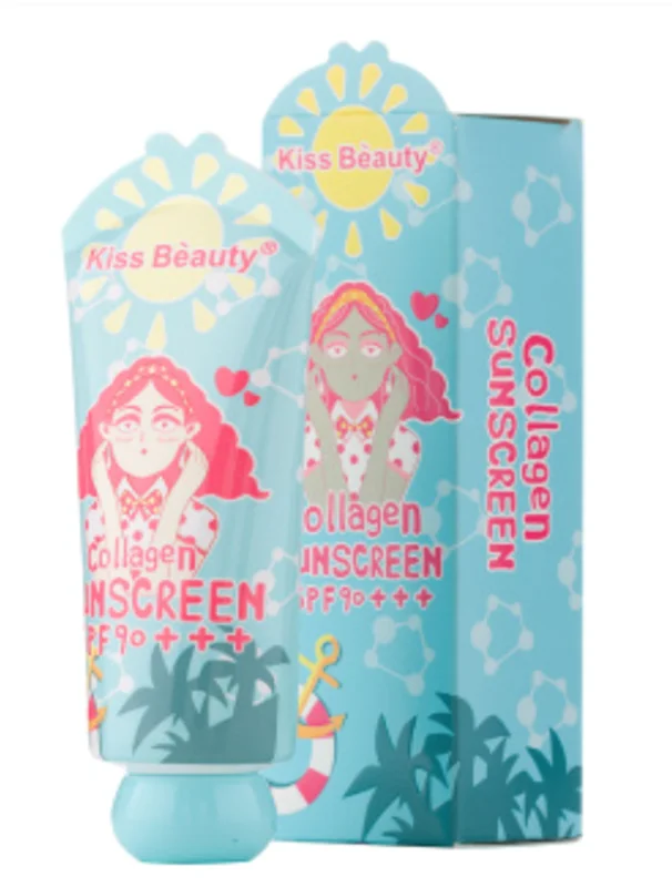 کرم ضد آفتاب کیس بیوتی بدون رنگ با SPF90 حاوی کلاژن حجم 75 میلی لیتر / KISS BEAUTY