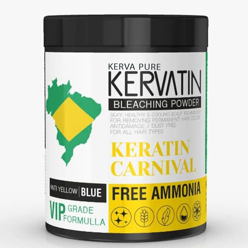 پودر دکلره مو کروا پیور مدل KERATIN CARNIVAL VIP رنگ BLUE وزن 400 گرم /KERVATIN