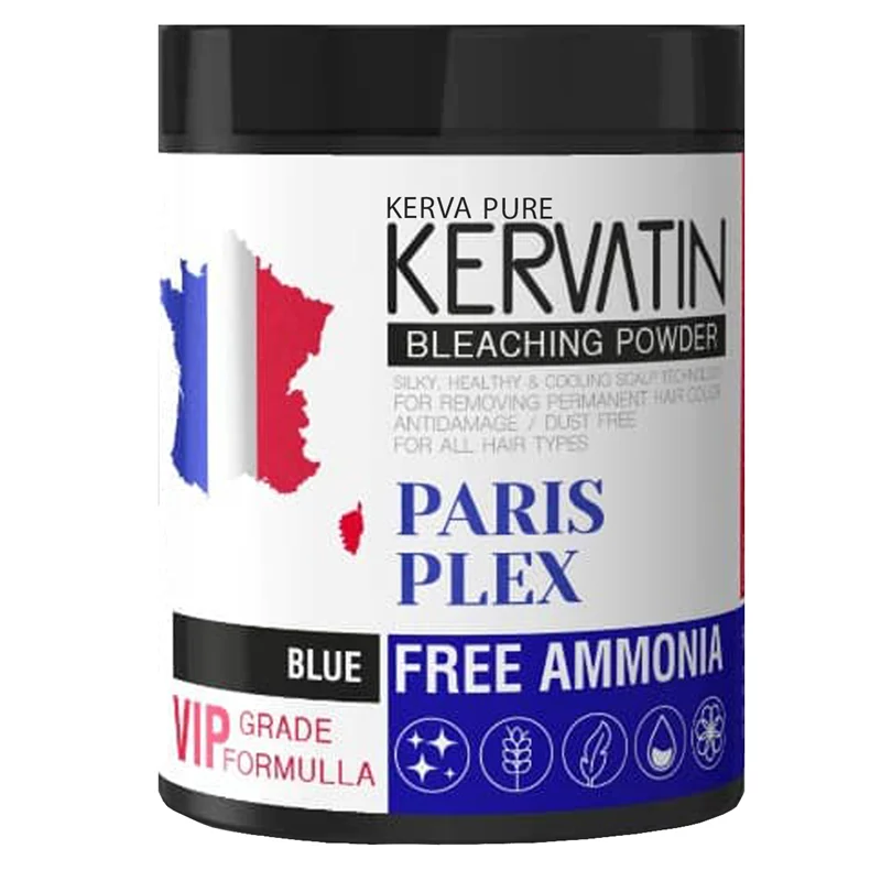 پودر دکلره مو کروا پیور مدل PARIS PLEX VIP رنگ BLUE وزن 400 گرم /KERVATIN