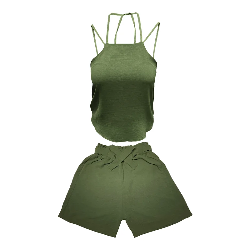 ست تاپ و شلوارک زنانه مدل ابر و بادی کد 1007 رنگ سبز / TOSHNA