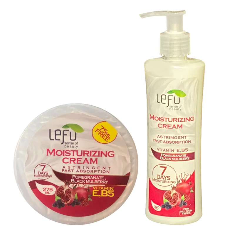کرم مرطوب کننده لفو مدل MOISTURIZING انار و شاتوت مجموعه ۲ عددی / LEFU