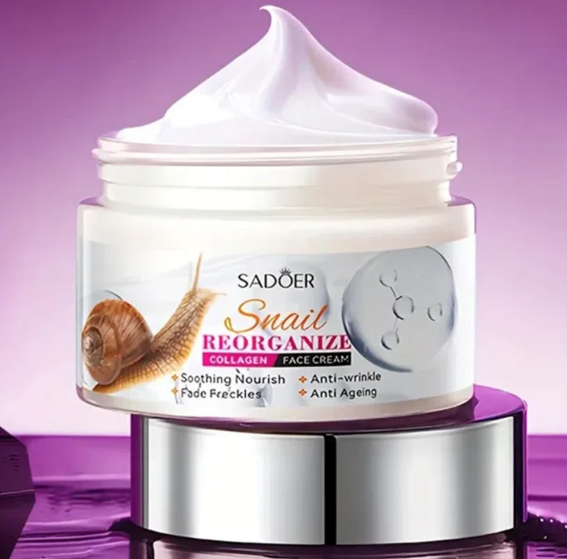 کرم آبرسان صورت جوانساز سادور مدل حلزون و کلاژن مناسب برای انواع پوست / SADOER