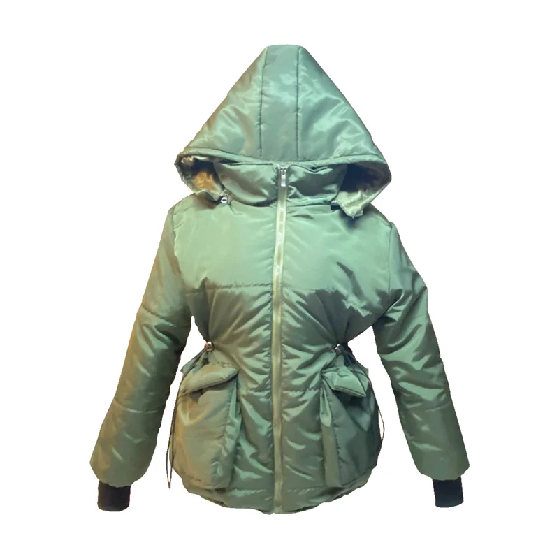 کاپشن زنانه توشنا مدل کمرگتر کد ۱۰۸ رنگ سبز / TOSHNA