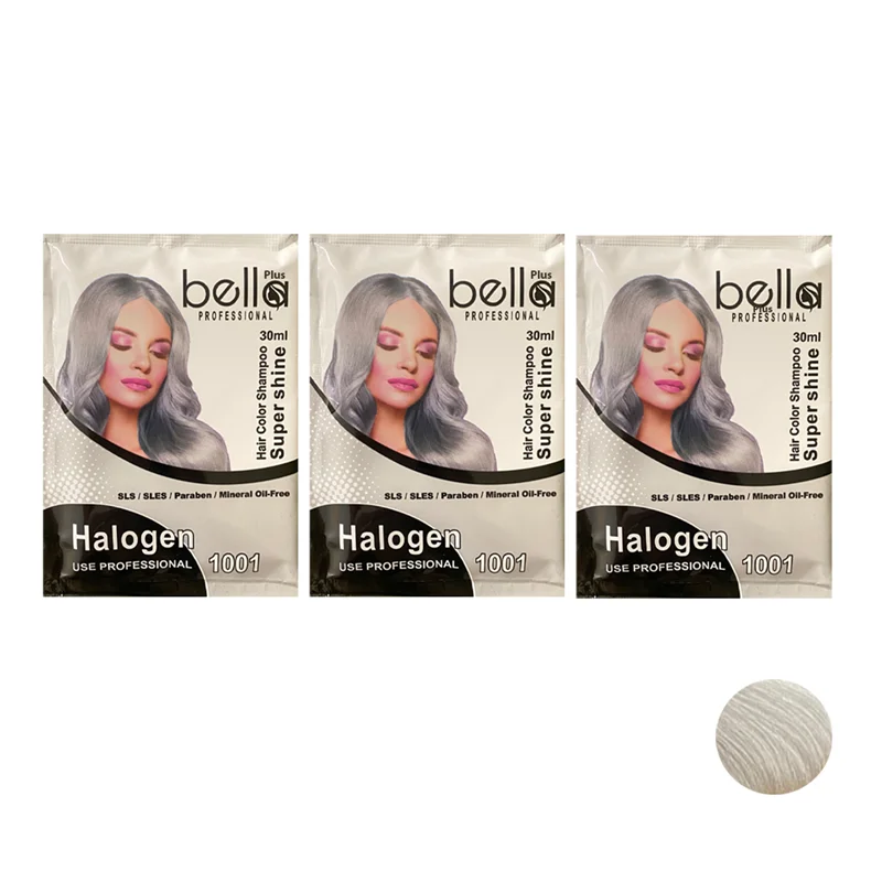شامپو رنگ مو BELLA سری SUPER SHINE شماره 1001 حجم 30 میلی لیتر رنگ سفید هالوژنی بسته ۳ عددی