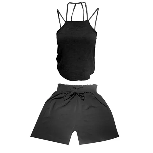 ست تاپ و شلوارک زنانه مدل ابر و بادی کد 1001 رنگ مشکی / TOSHNA