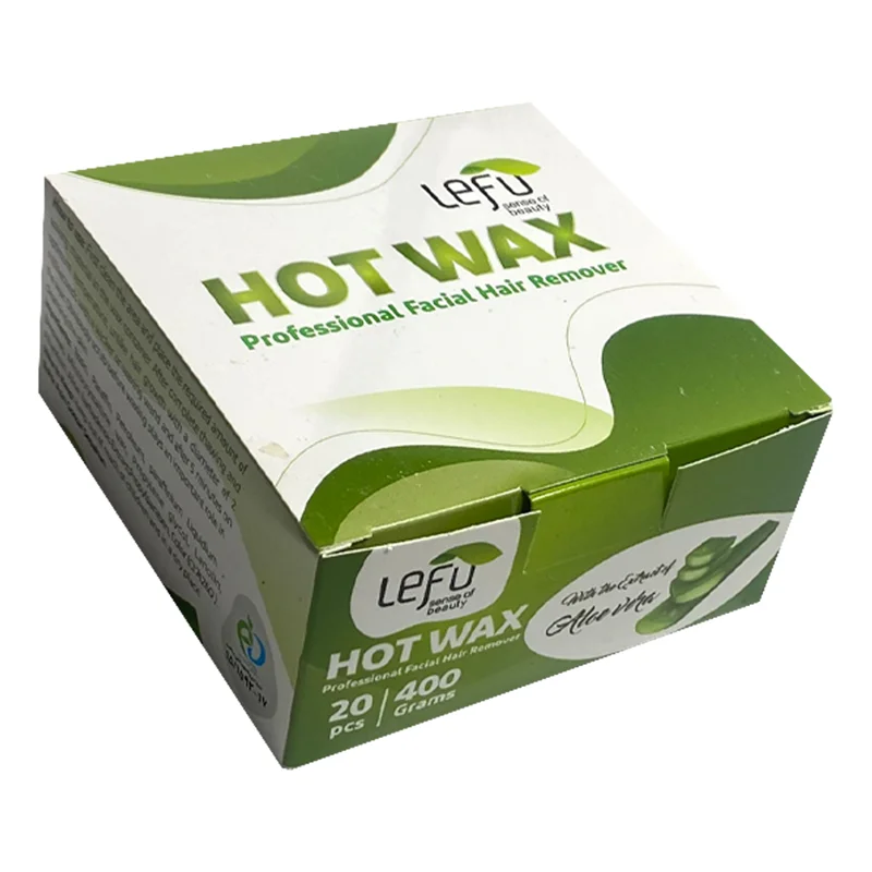 موم موبر لفو مدل HOT WAX آلوئه ورا وزن 400 گرم بسته 20 عددی / LEFU