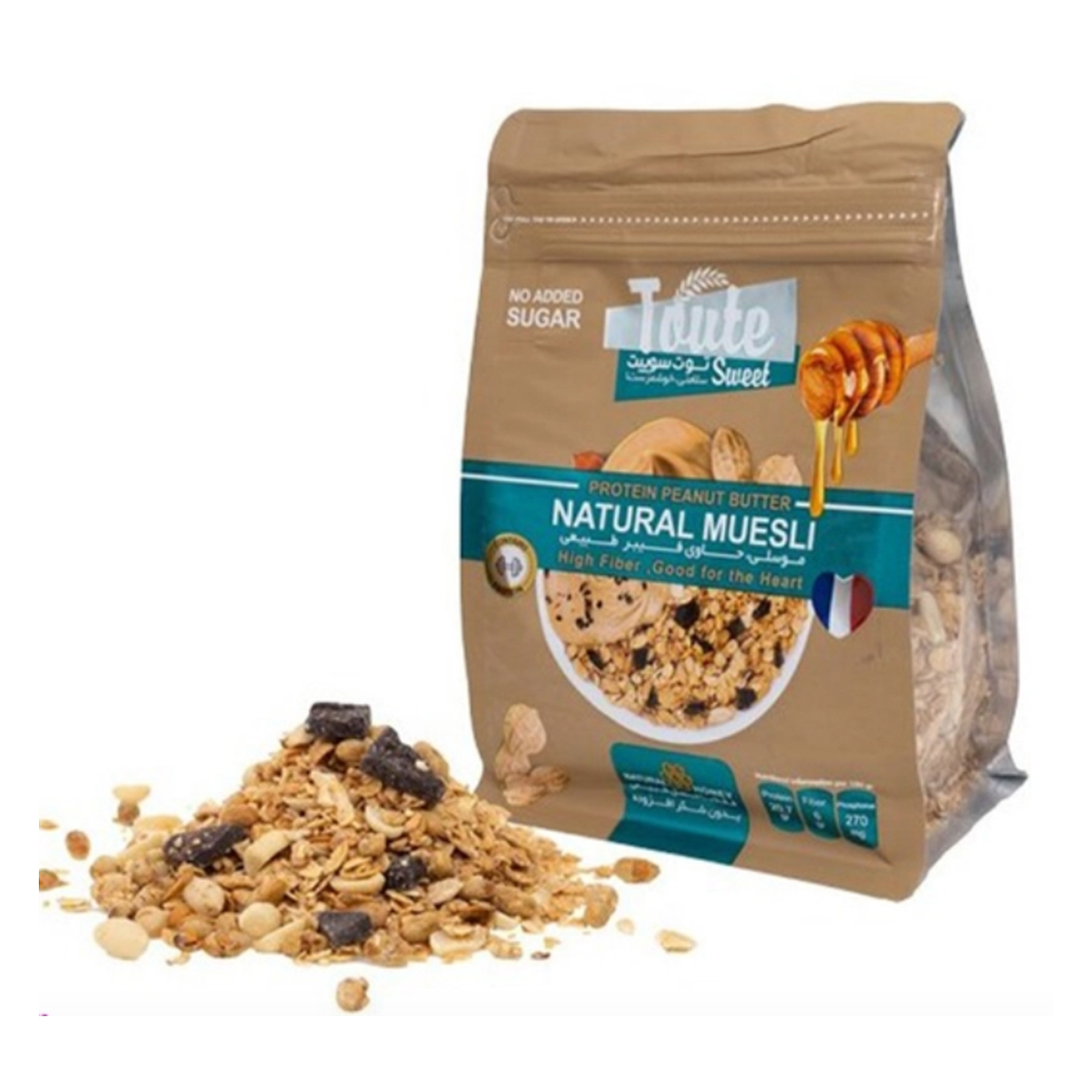 غلات صبحانه با کره بادام زمینی توت سوییت وزن 350 گرم بدون شکر / TOUTE SWEET